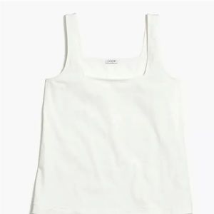 J Crew Factory Women’s Square-neck Tank Top With Woven Hem Size XXS Color Ivory
